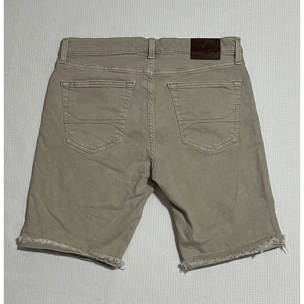 Hollister Epic Flex Skinny Khaki Denim Shorts 33x9 Y2K Men’s Casual Fashion